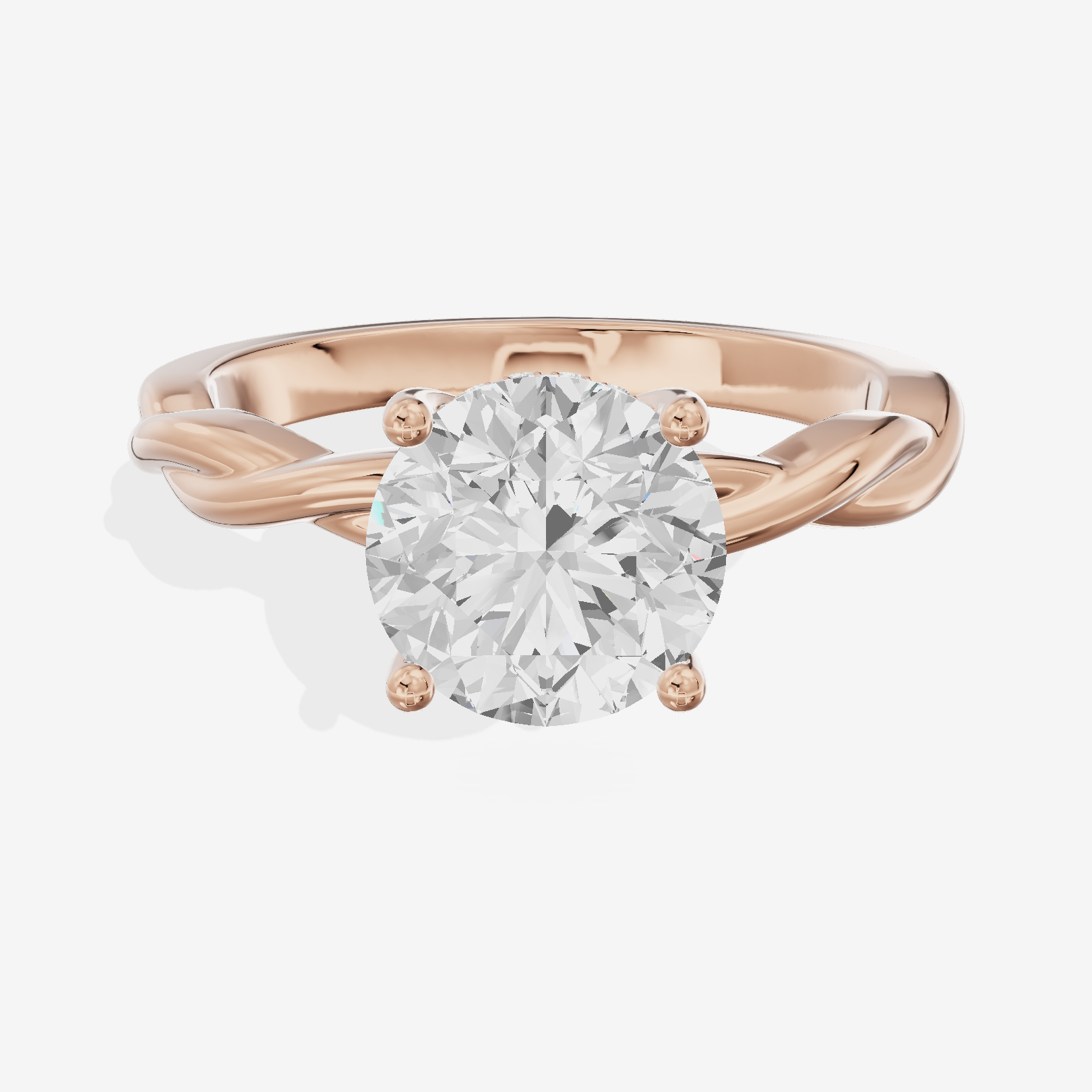 Twine Hidden Halo Round Engagement Ring (1/20 ct. tw.) in 14K Rose Gold