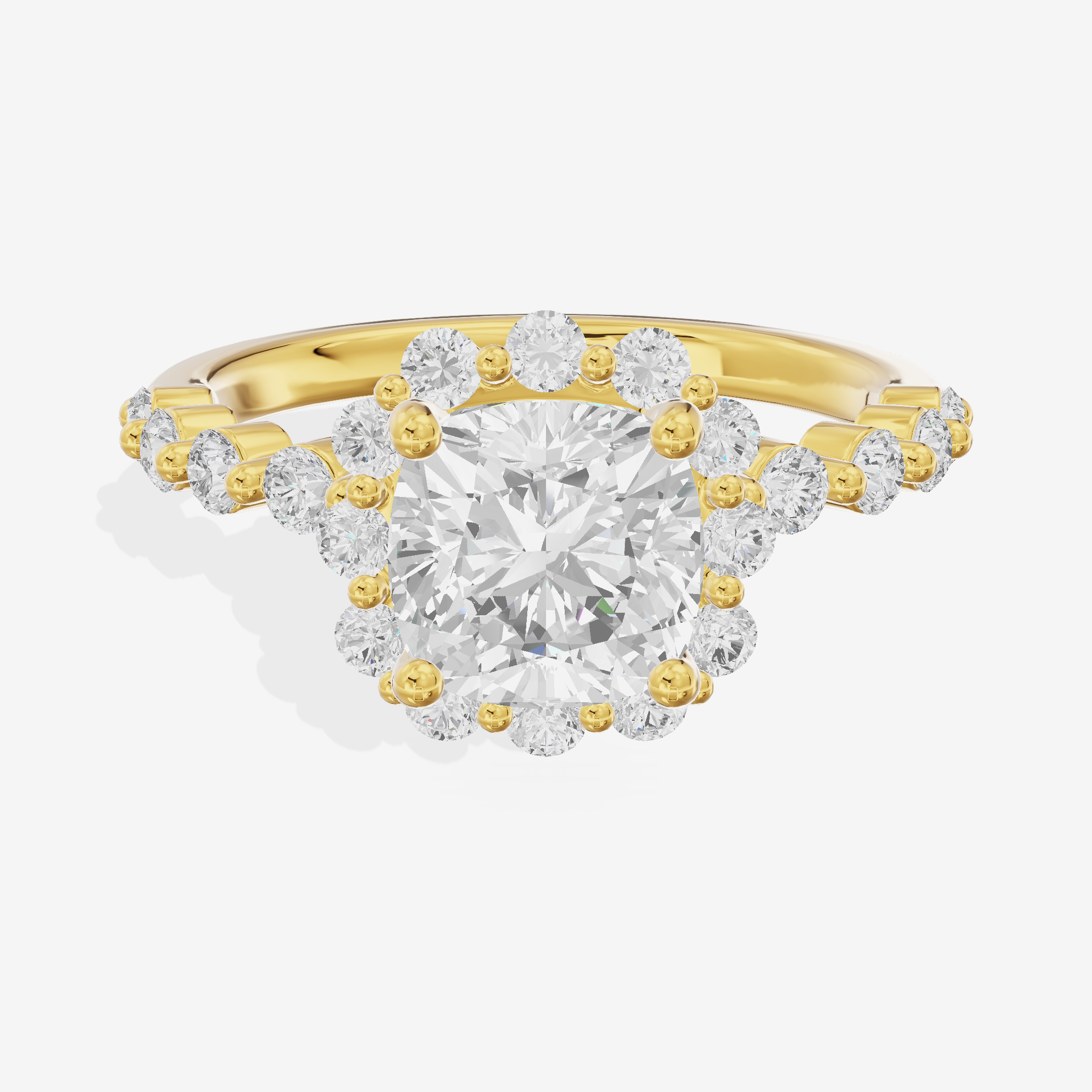 Vowsae Halo Cushion Engagement Ring (1/5 ct. tw.) in 14K Yellow Gold