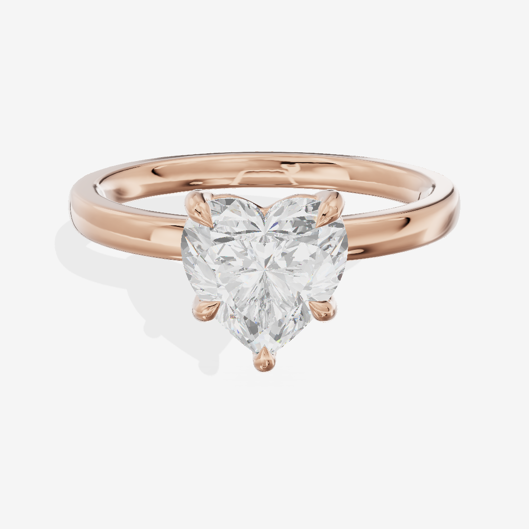 Petite Eversince 2mm Heart Solitaire Engagement Ring in 18K Rose Gold