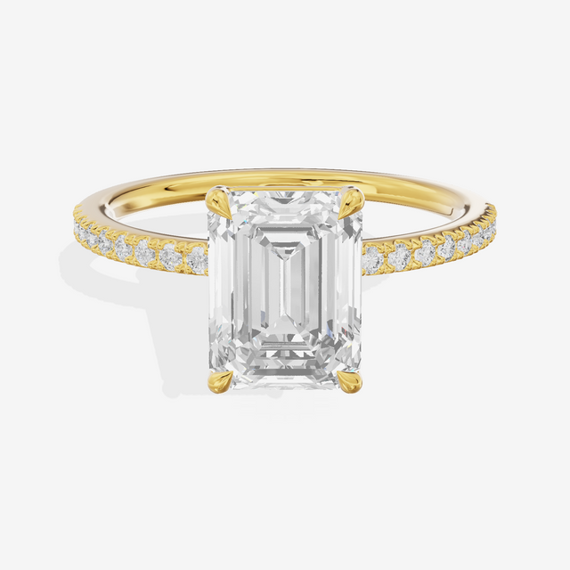 Tender Vowsae Emerald Engagement Ring with Side Stones (1/8 ct. tw.) in 14K Yellow Gold