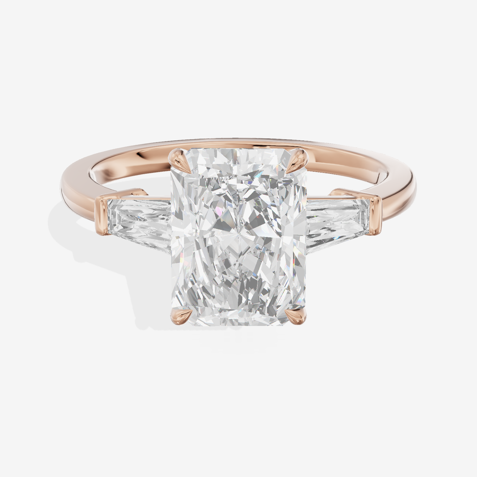 Vintage Coeurine Three Stone Radiant Engagement Ring (1/2 ct. tw.) in 18K Rose Gold