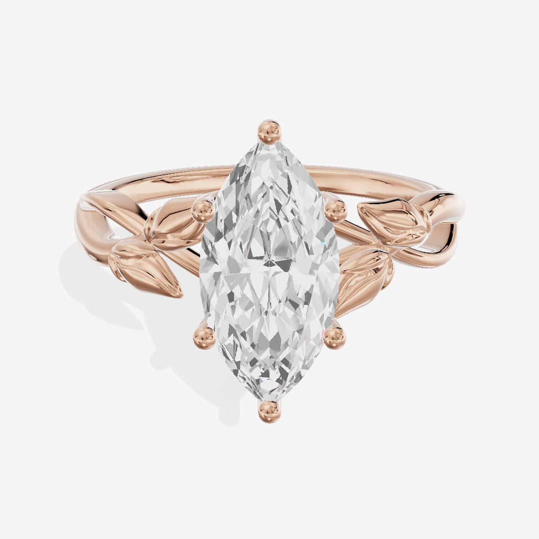 Sealed Vowsae 2.5mm Marquise Solitaire Engagement Ring in 18K Rose Gold