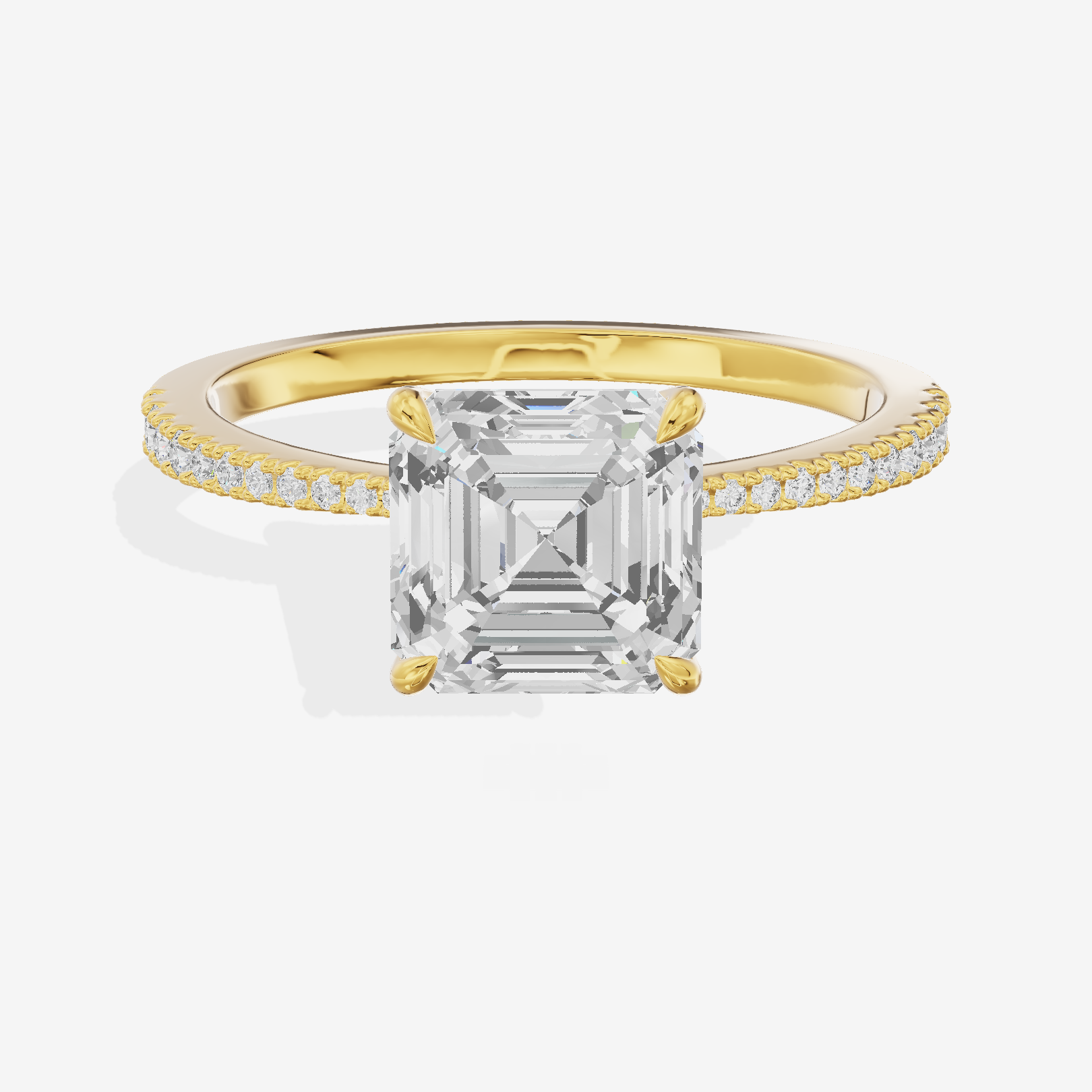 Luxe Promezza Asscher Engagement Ring with Side Stones (1/2 ct. tw.) in 14K Yellow Gold