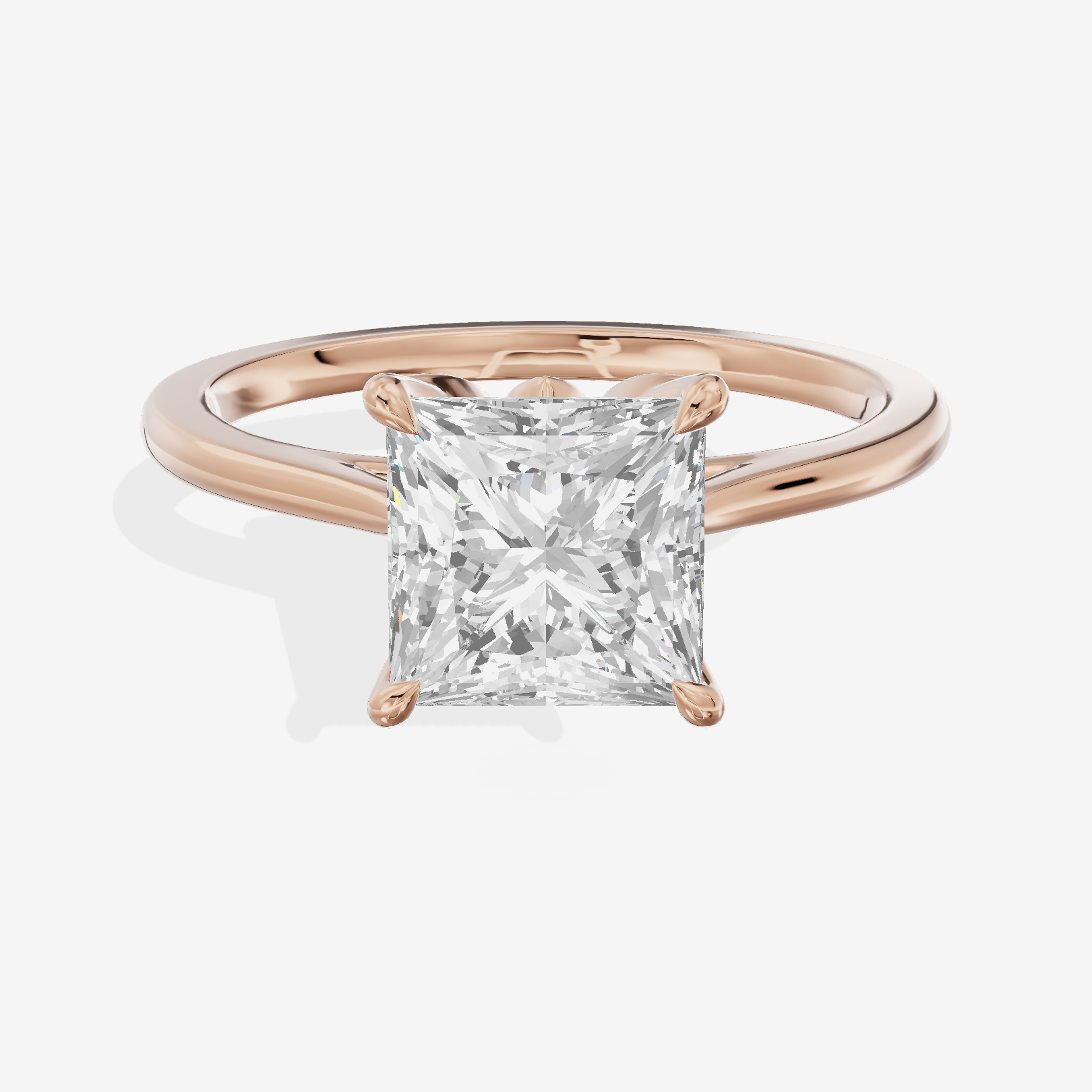 Coeurine Cathedral 1.5mm Princess Solitaire Engagement Ring in 14K Rose Gold