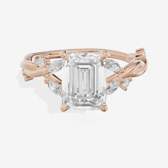 Twined Vowsae Emerald Twisted Engagement Ring (1/6 ct. tw.) in 14K Rose Gold