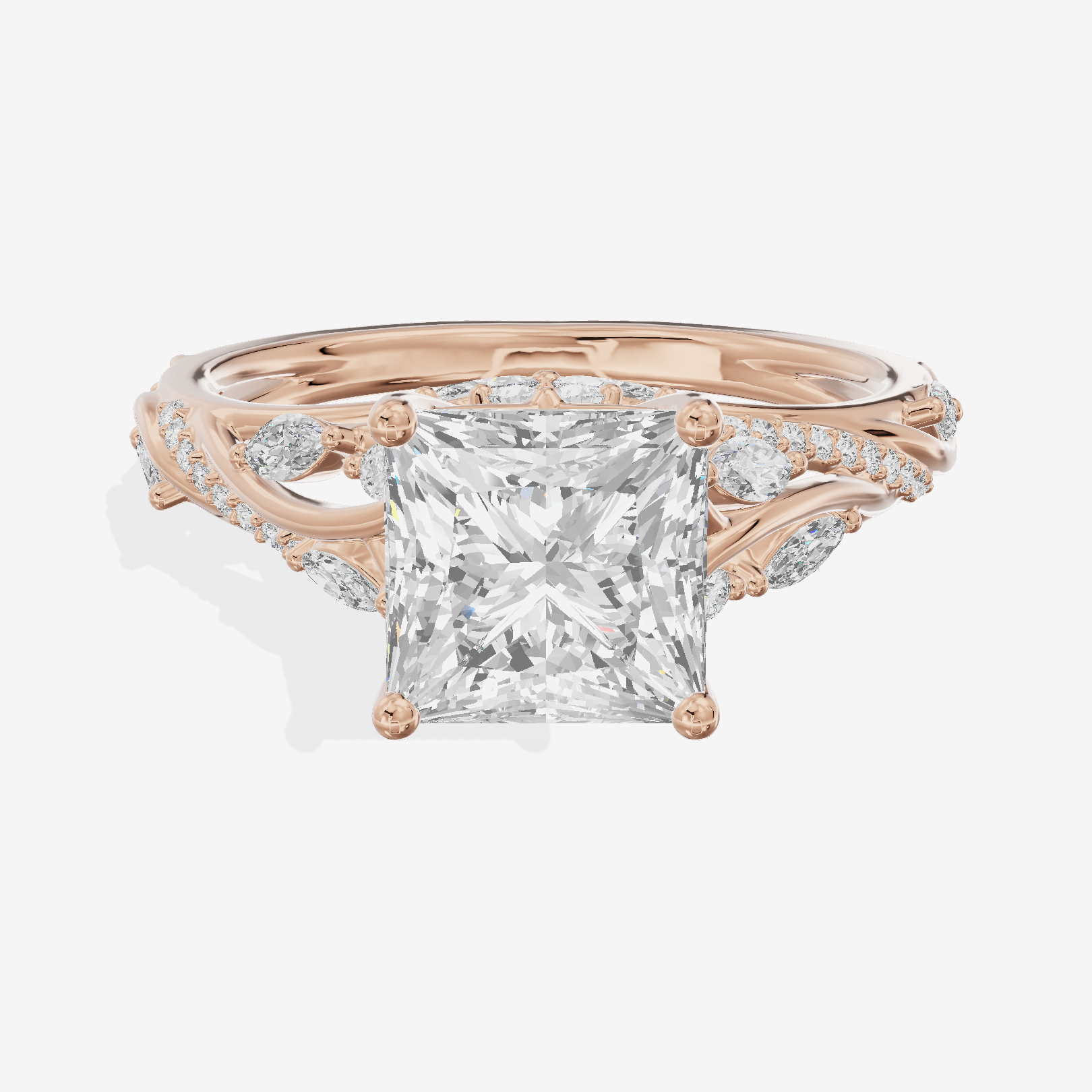 Twined Lumera Princess Twisted Engagement Ring (1/2 ct. tw.) in 18K Rose Gold
