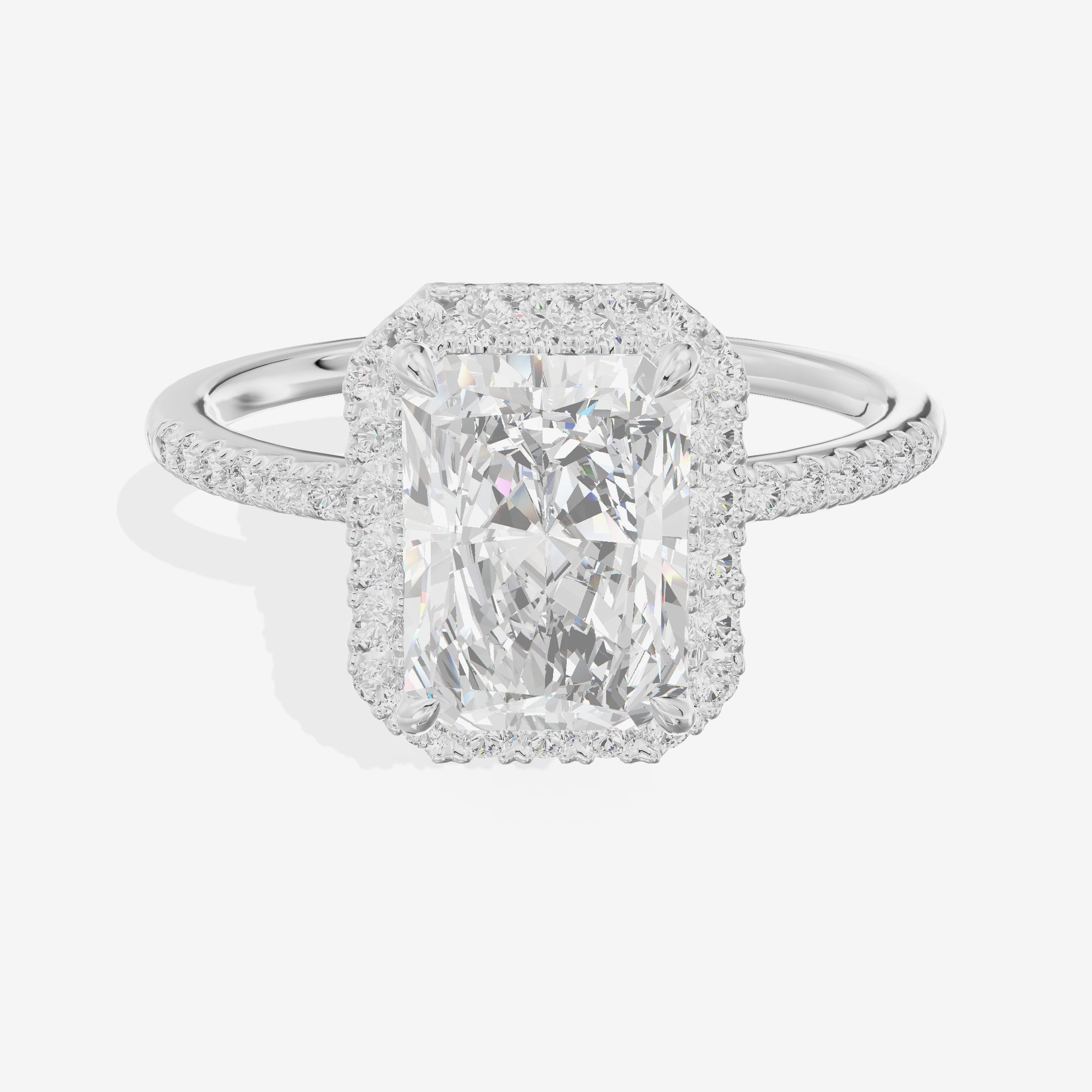 Luxe Linger Radiant Halo Engagement Ring (1/2 ct. tw.) in 18K White Gold