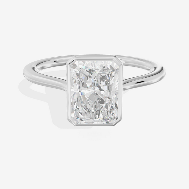 Petite Vowsae 1.5mm Radiant Bezel Engagement Ring in 18K White Gold
