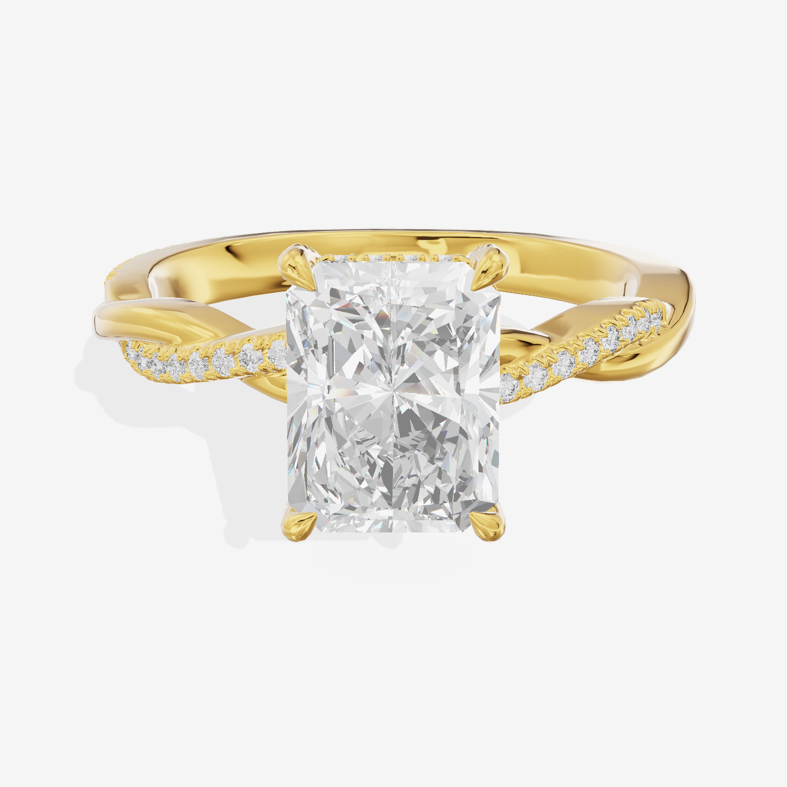 Petite Adorae Radiant Hidden Halo Engagement Ring (1/5 ct. tw.) in 14K Yellow Gold