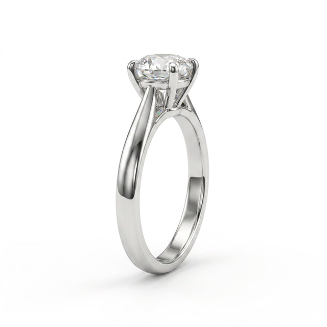 Cathedral Solitaire Round Engagement Ring (2.07 ct.) in Platinum