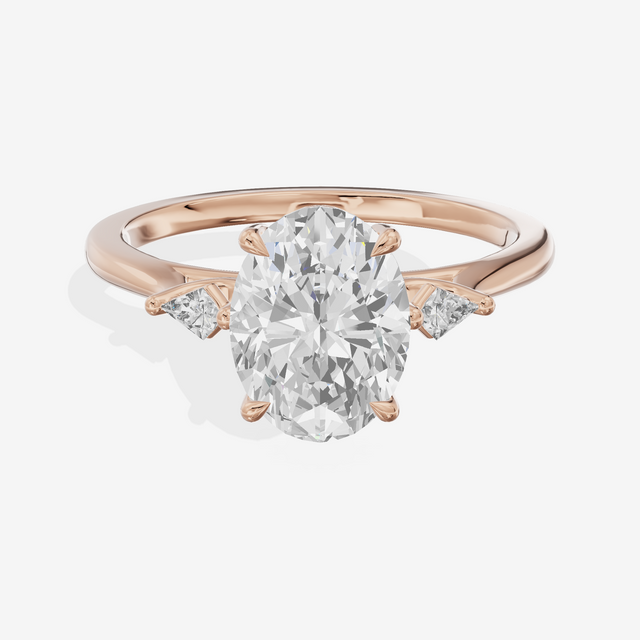 Petite Sincere Three Stone Oval Engagement Ring (1/15 ct. tw.) in 14K Rose Gold