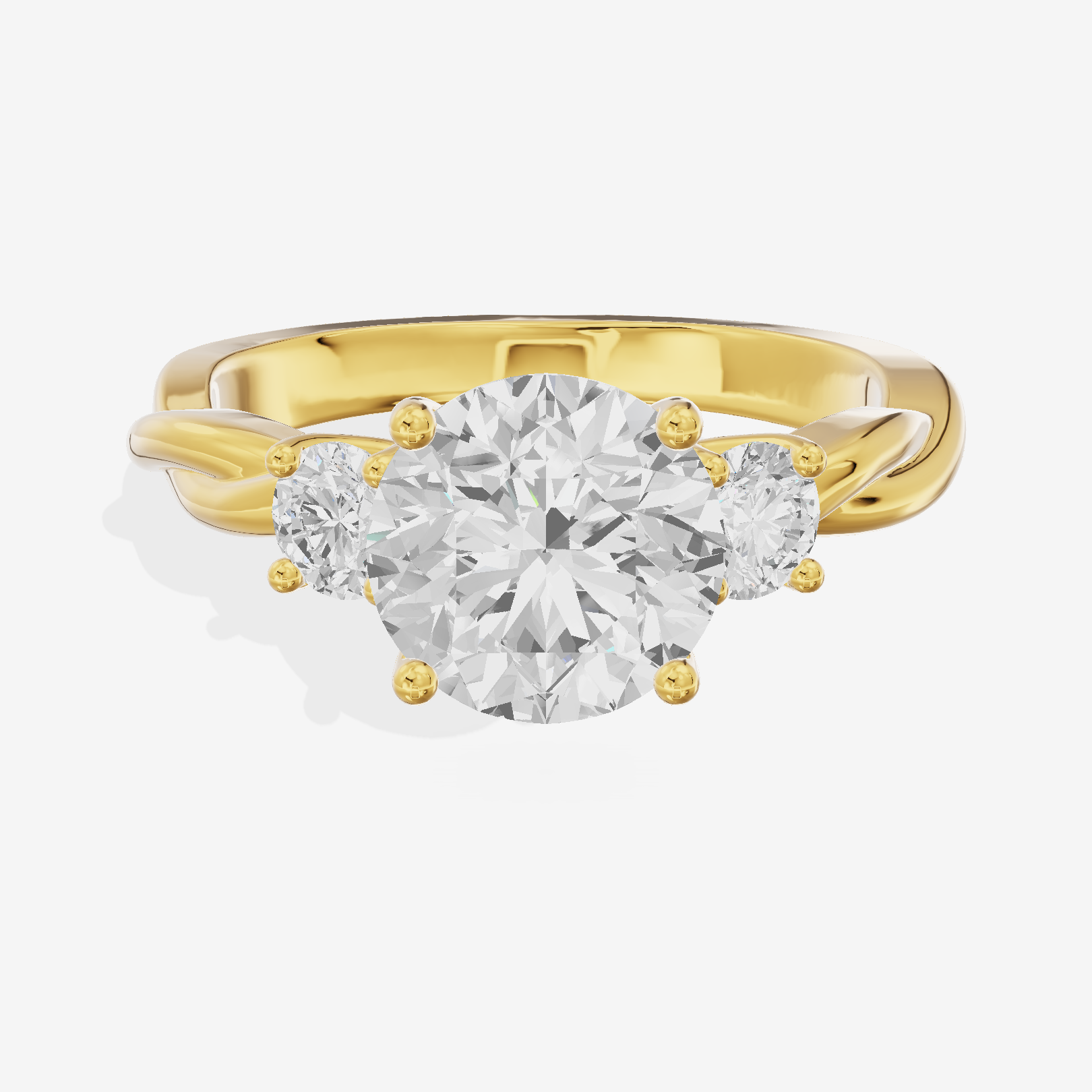 Twined Triade Round Three Stone Engagement Ring (1/4 ct. tw.) in 18K Yellow Gold
