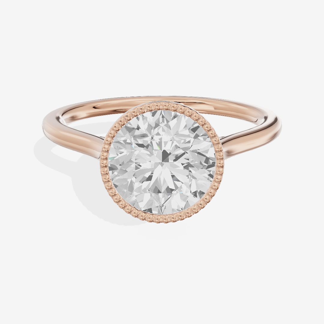 Modern Coeurine 1.5mm Round Bezel Engagement Ring in 14K Rose Gold