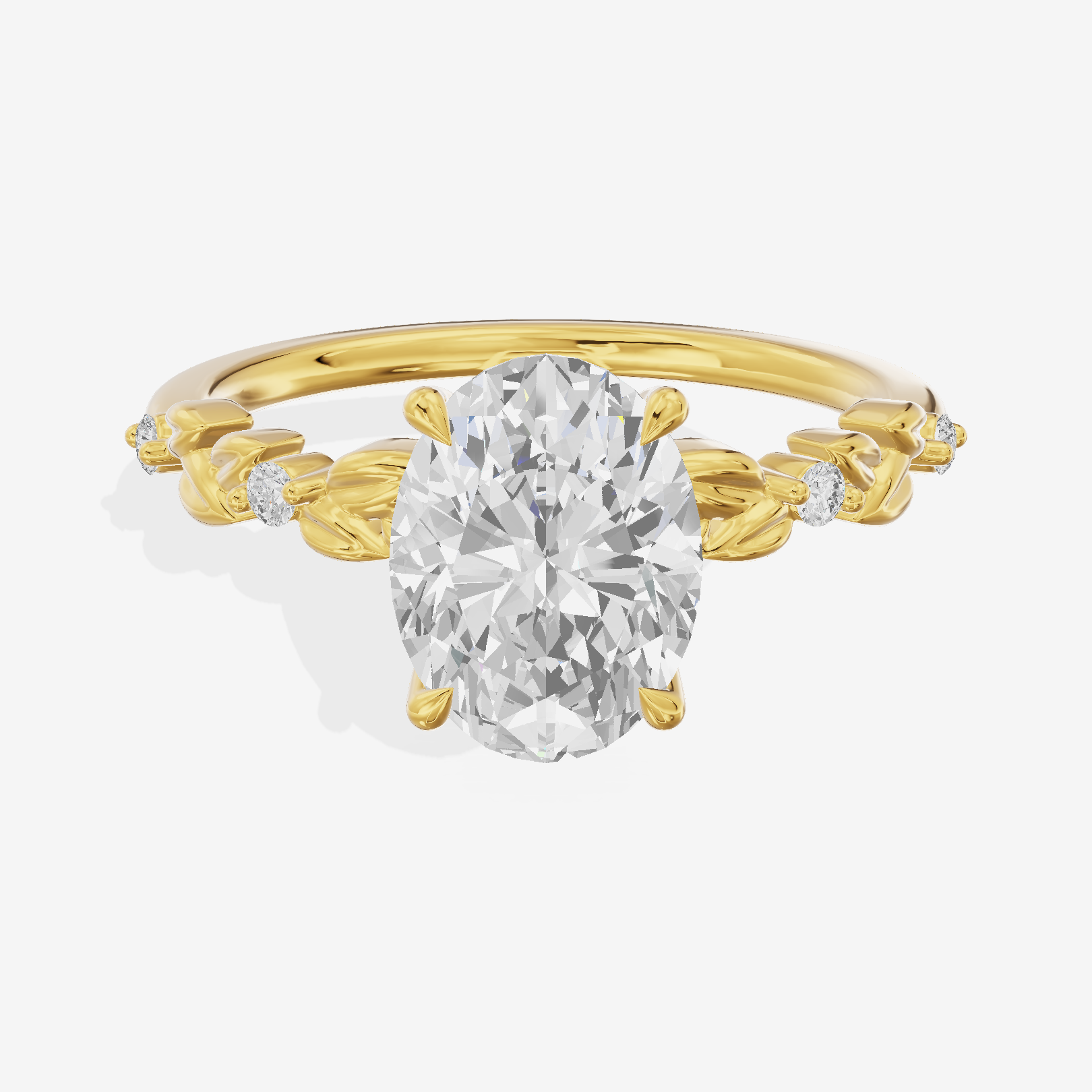 Tender Promezza Oval Engagement Ring with Side Stones (1/20 ct. tw.) in 18K Yellow Gold