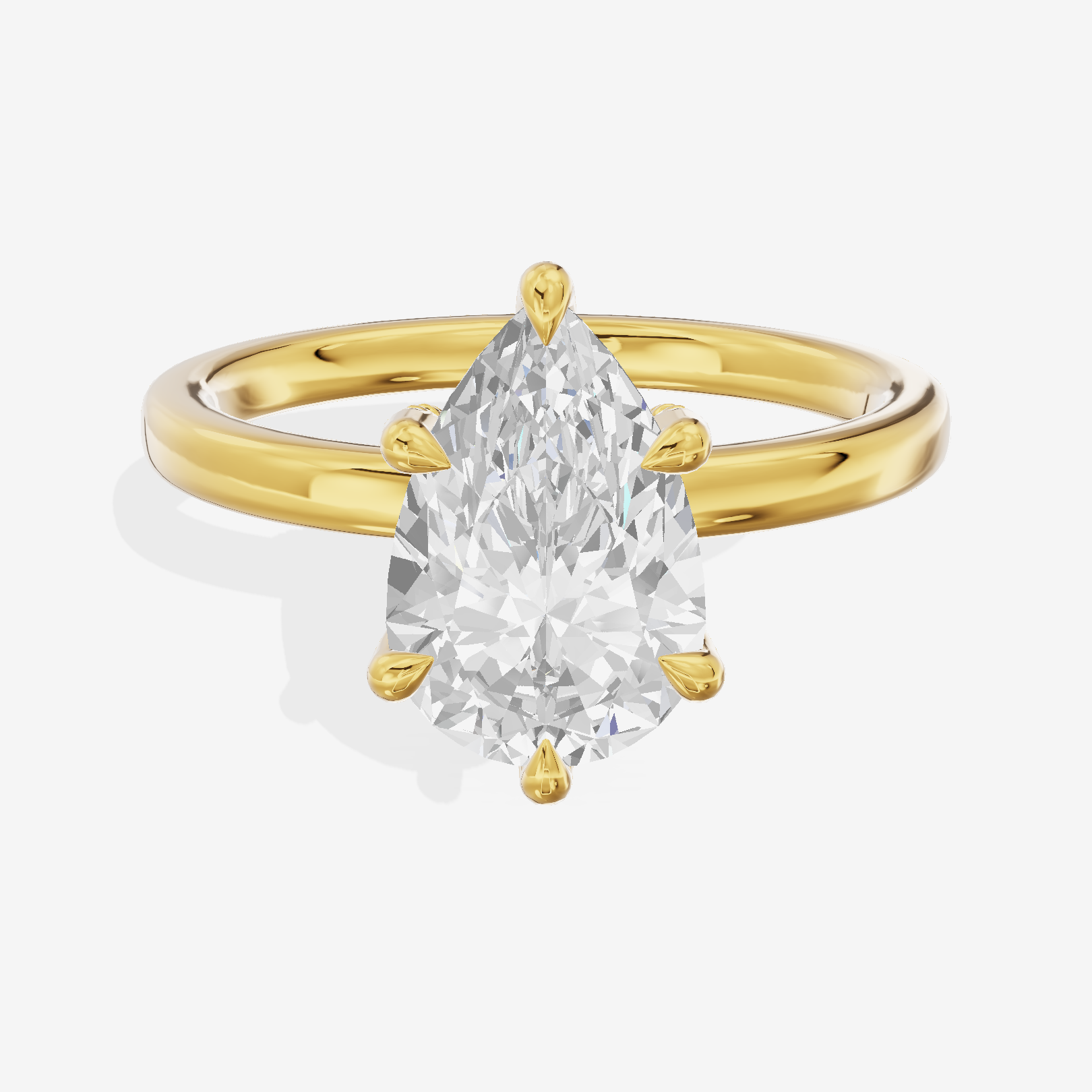 Selenia Basket Split Shank Pear Engagement Ring with Side Stones (1/8 ct. tw.) in 18K Yellow Gold