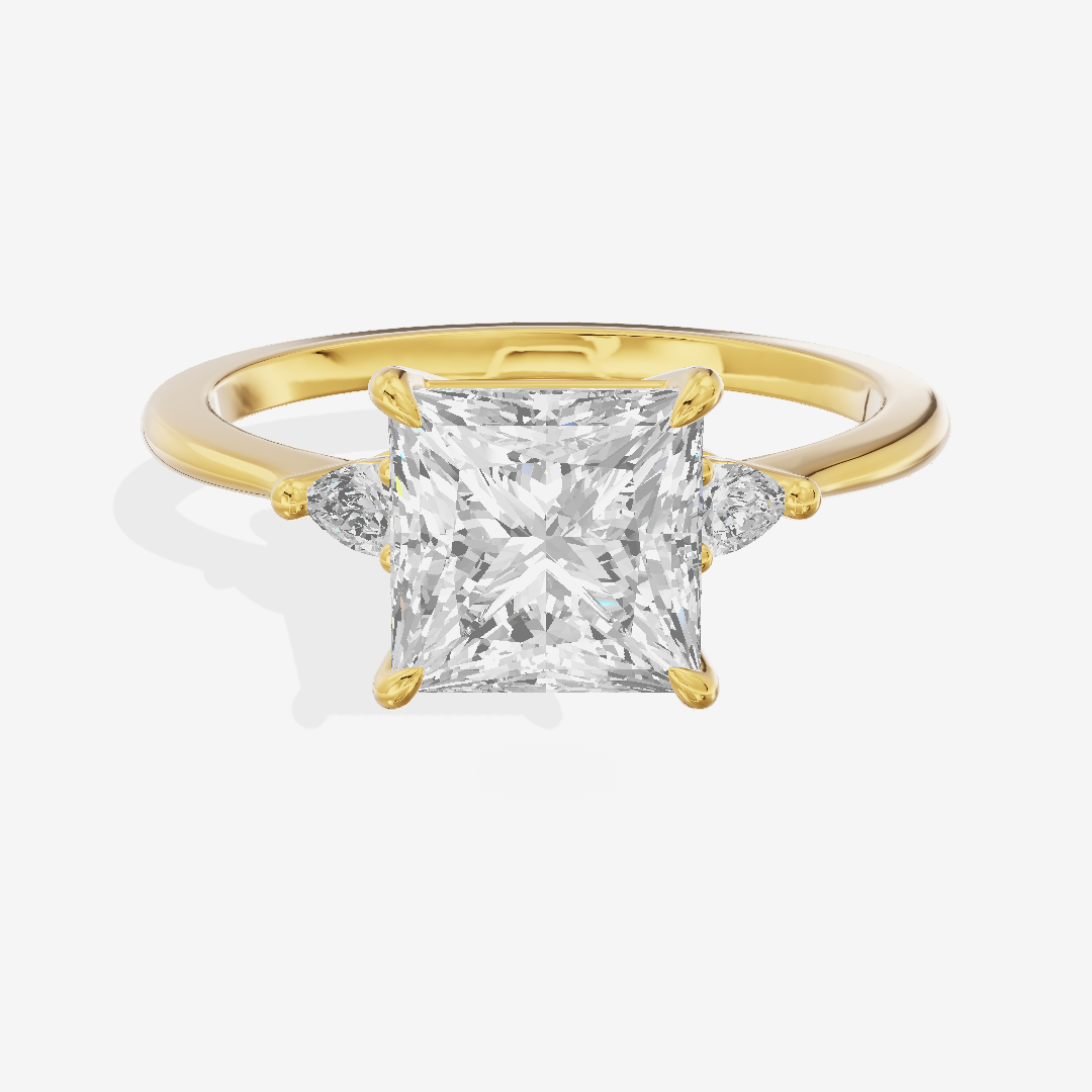 Clusta Three Stone Princess Engagement Ring (1/10 ct. tw.) in 18K Yellow Gold