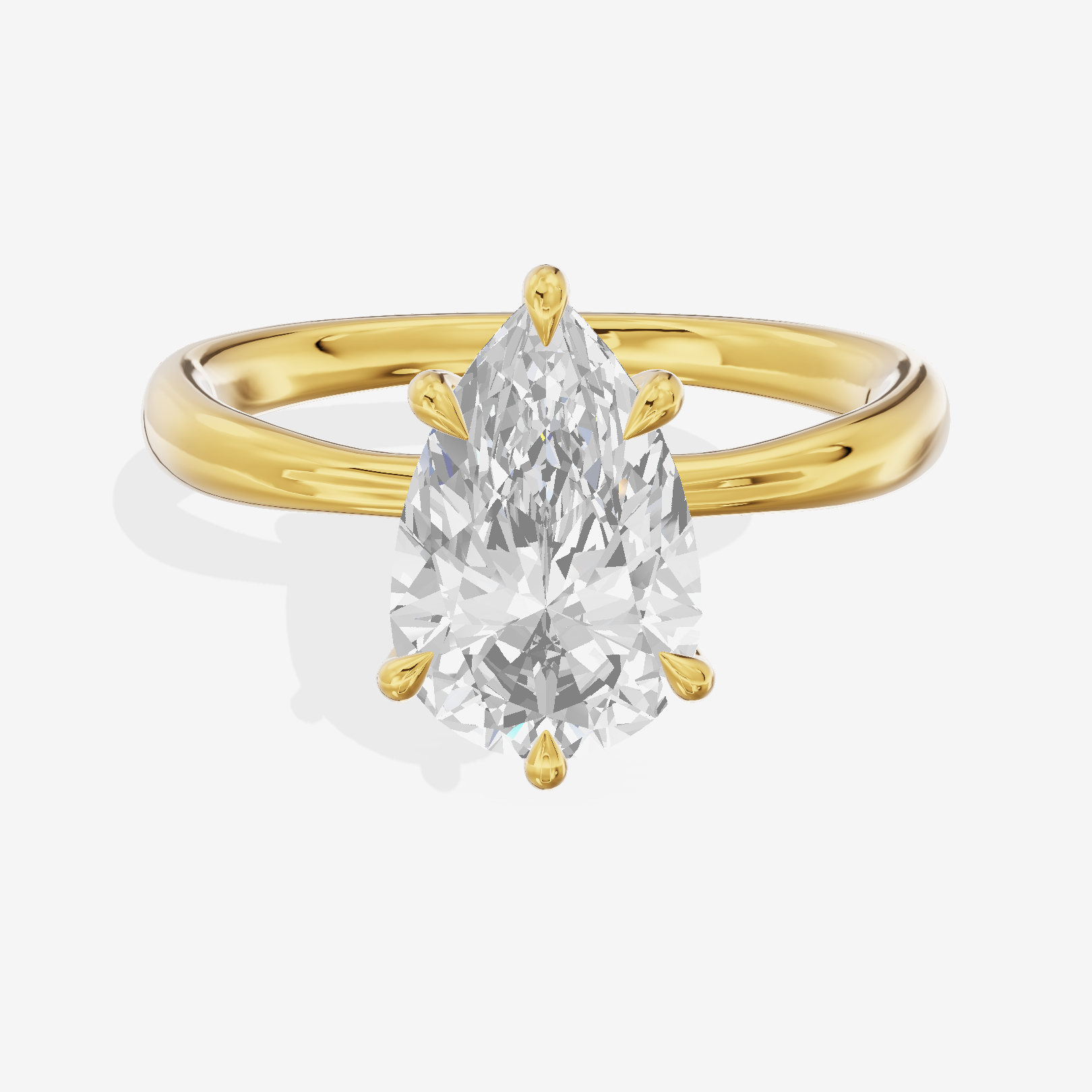 Classic Aimora 2.7mm Pear Solitaire Engagement Ring in 18K Yellow Gold