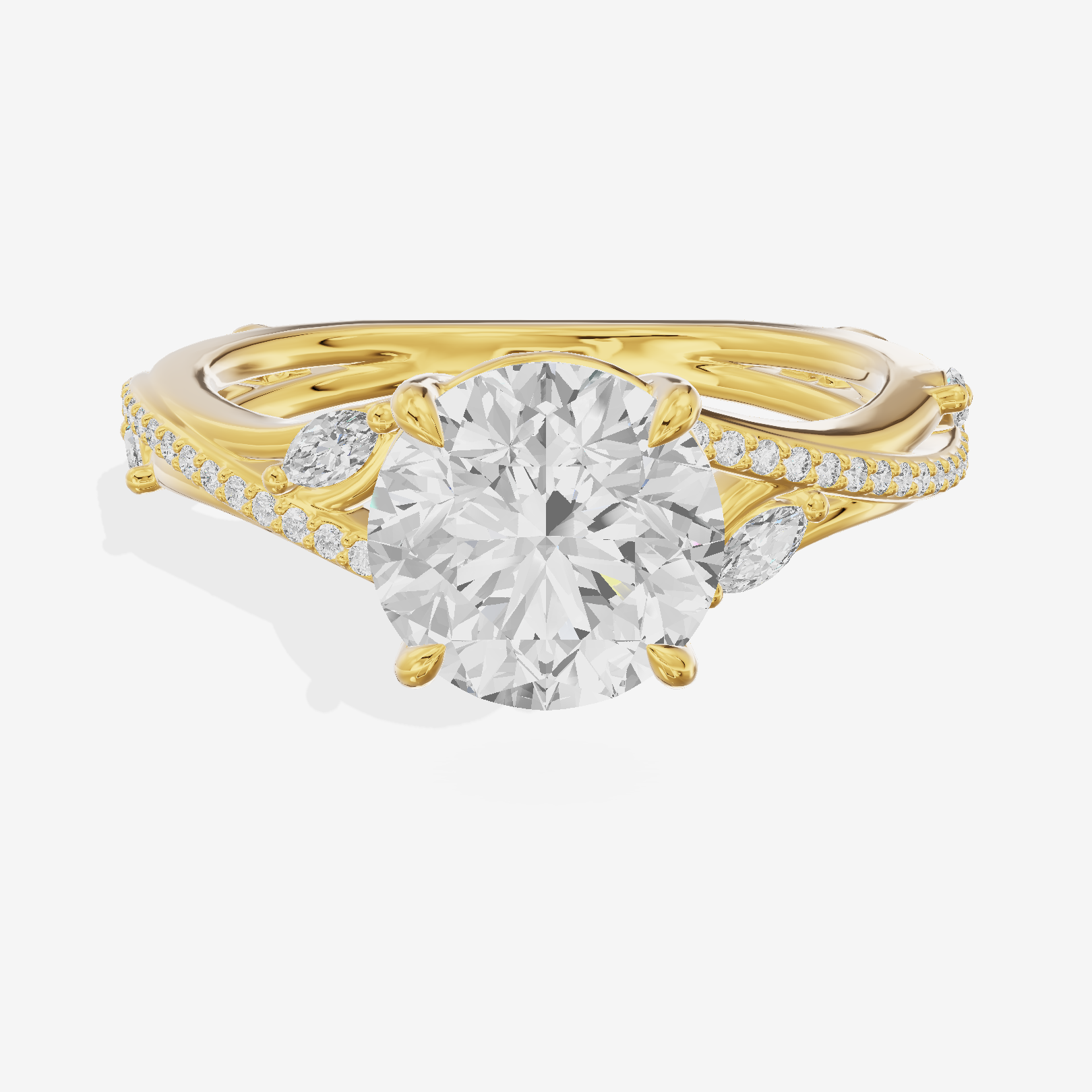 Twined Adorae Round Twisted Engagement Ring (1/4 ct. tw.) in 18K Yellow Gold