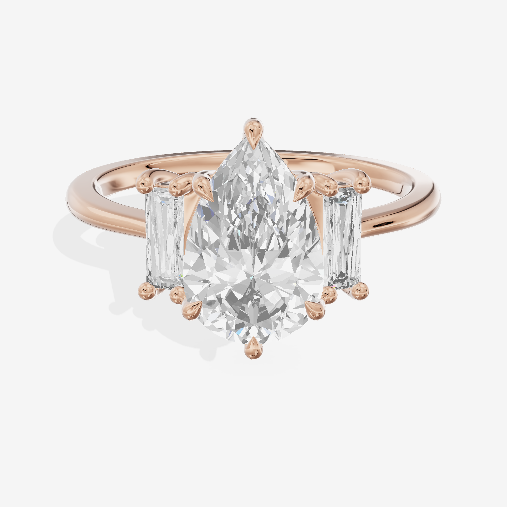 Eversince Three Stone Pear Engagement Ring (1/4 ct. tw.) in 18K Rose Gold