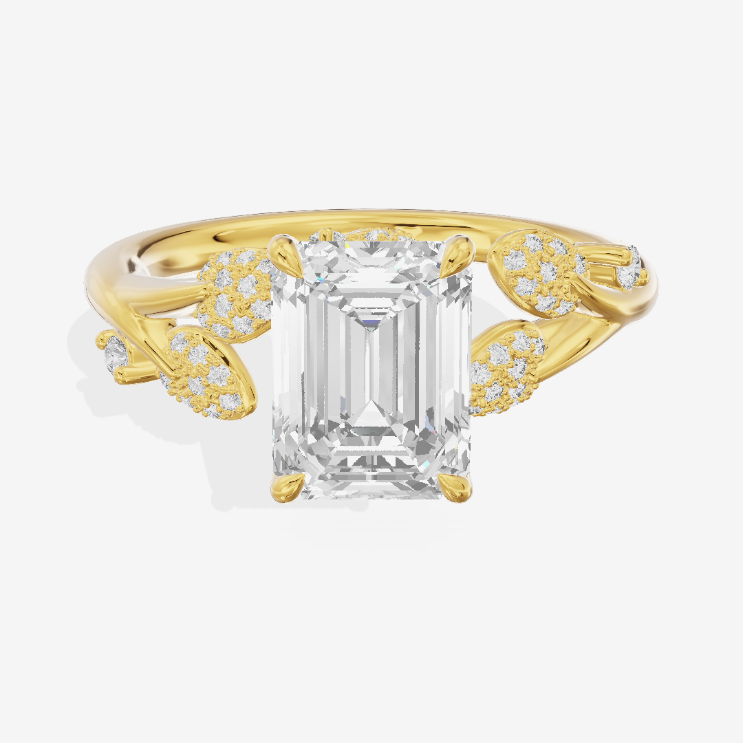 Lightwoven Emerald Engagement Ring with Side Stones (1/6 ct. tw.) in 14K Yellow Gold