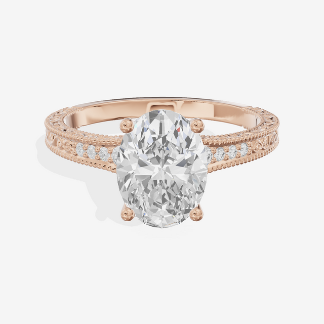 Vintage Sincere Oval Engagement Ring (1/10 ct. tw.) in 18K Rose Gold