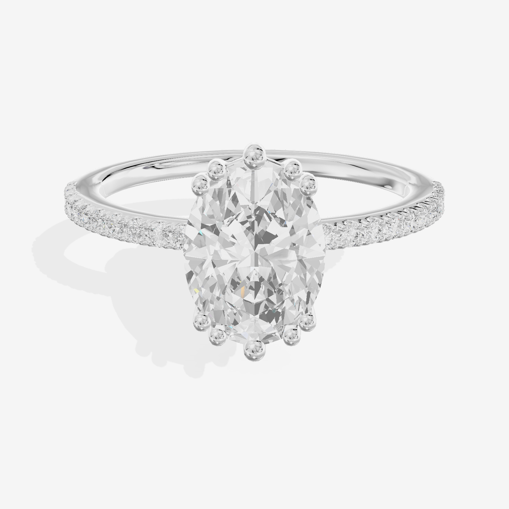 Luxe Mirelle Oval Hidden Halo Engagement Ring (1/6 ct. tw.) in 18K White Gold