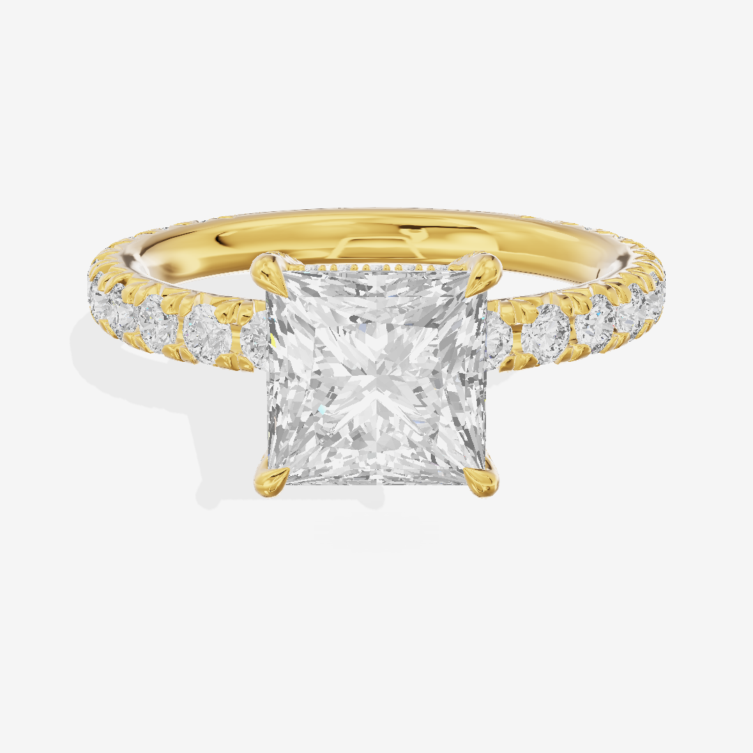 Eternal Coeurine Princess Engagement Ring with Side Stones (3/5 ct. tw.) in 14K Yellow Gold