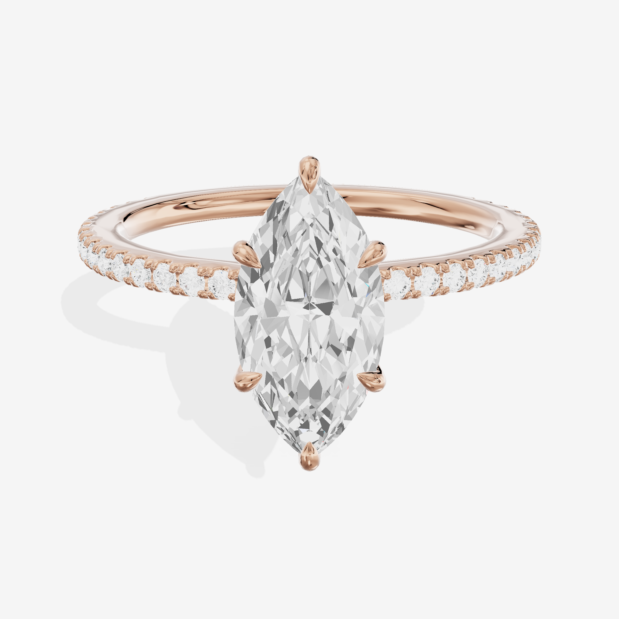 Petite Cherubine Marquise Engagement Ring with Side Stones (1/3 ct. tw.) in 14K Rose Gold