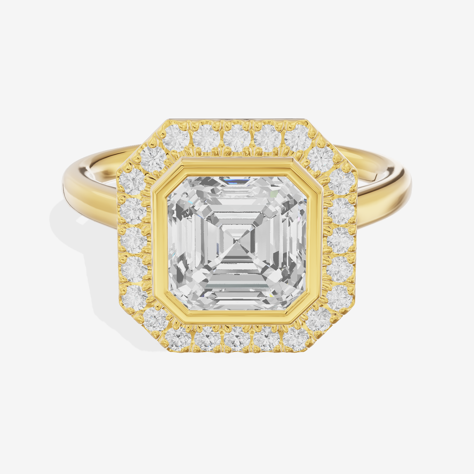 Trellise Halo Asscher Engagement Ring (1/4 ct. tw.) in 14K Yellow Gold