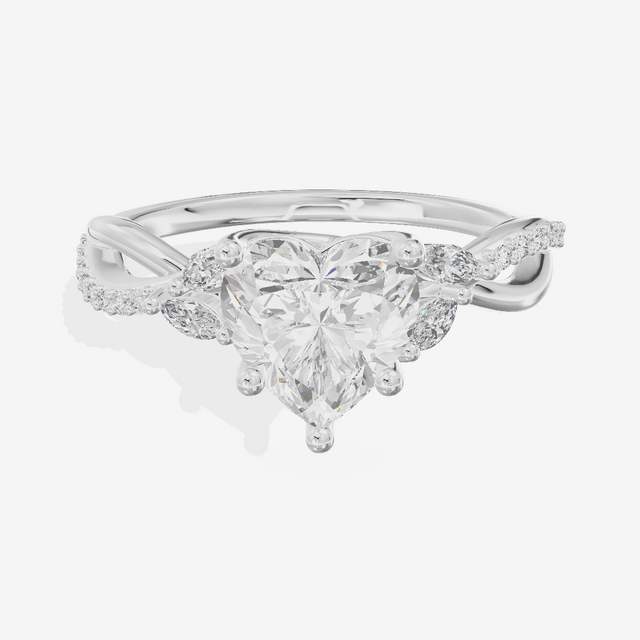 Petite Twine Heart Twisted Engagement Ring (1/5 ct. tw.) in 14K White Gold