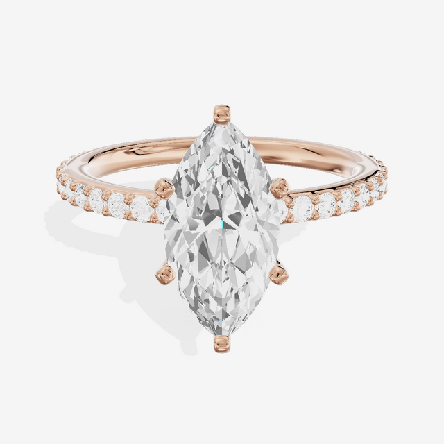 Petite Trellise Marquise Engagement Ring with Side Stones (1/3 ct. tw.) in 14K Rose Gold