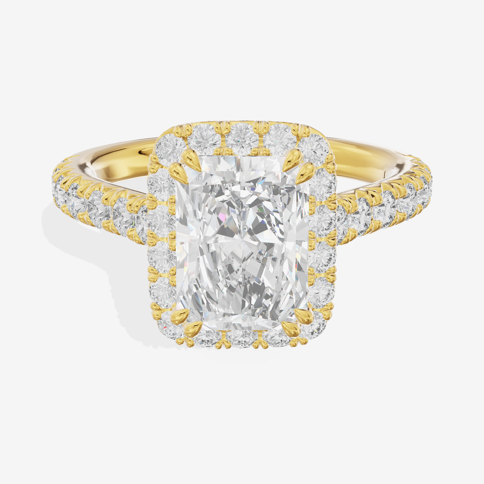 One of One Halo Radiant Engagement Ring (3/4 ct. tw.) in 18K Yellow Gold