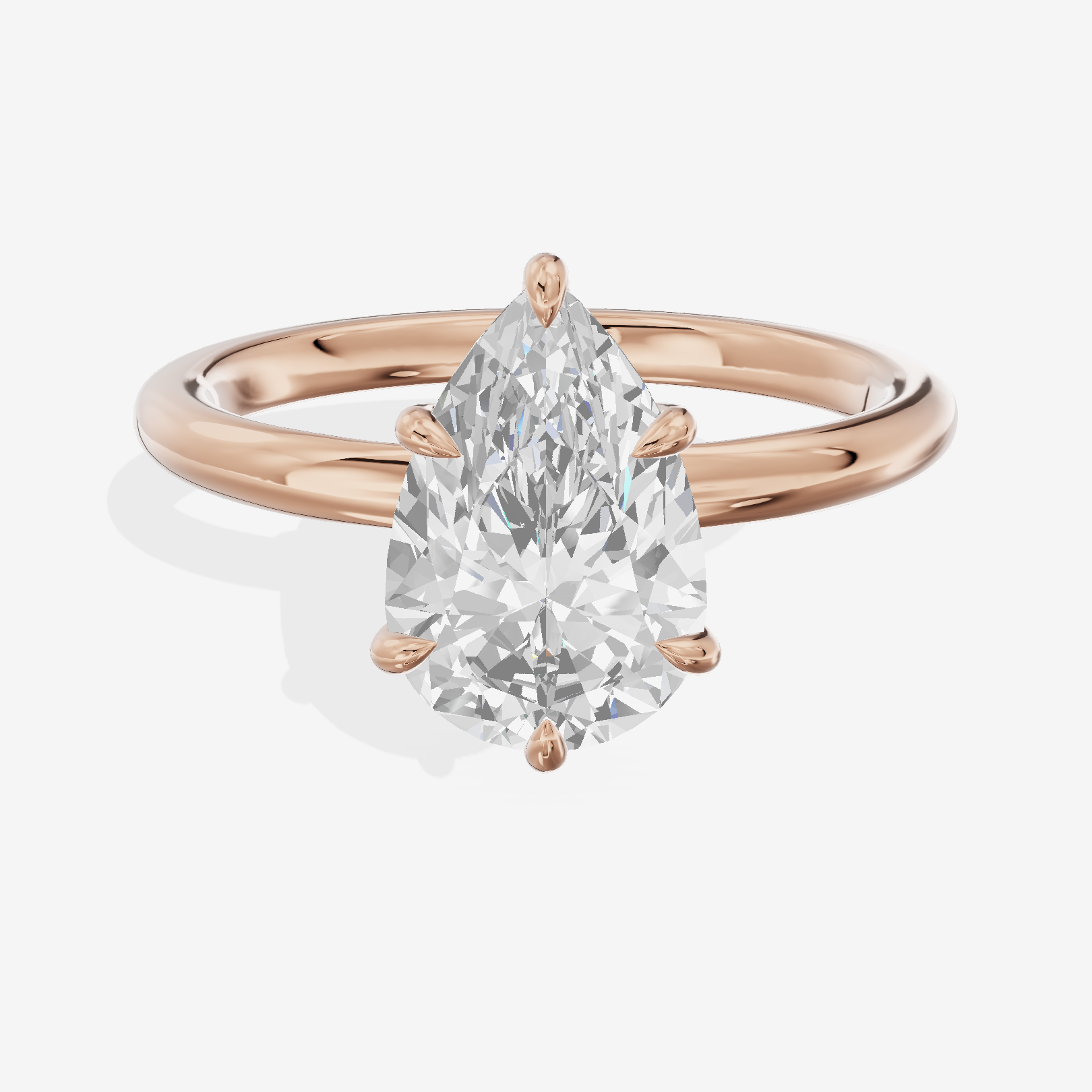 Adorae Solitaire 2mm Pear Engagement Ring in 18K Rose Gold