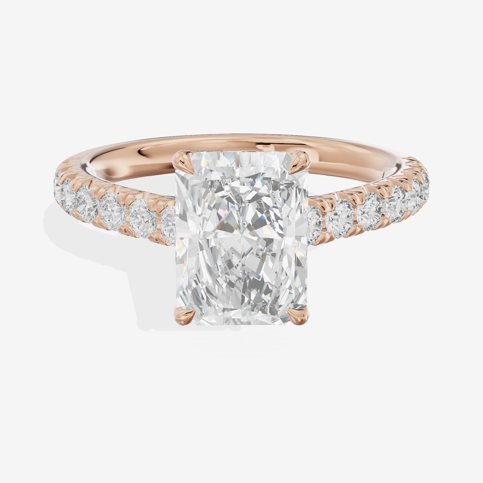 Whispered Sincere Radiant Engagement Ring with Side Stones (2/5 ct. tw.) in 14K Rose Gold