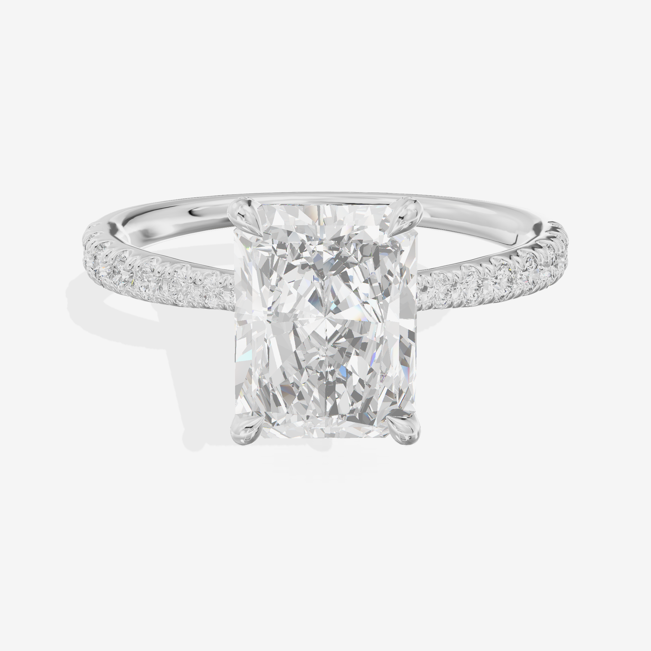 Whispered Lumera Radiant Engagement Ring with Side Stones (1/3 ct. tw.) in 18K White Gold