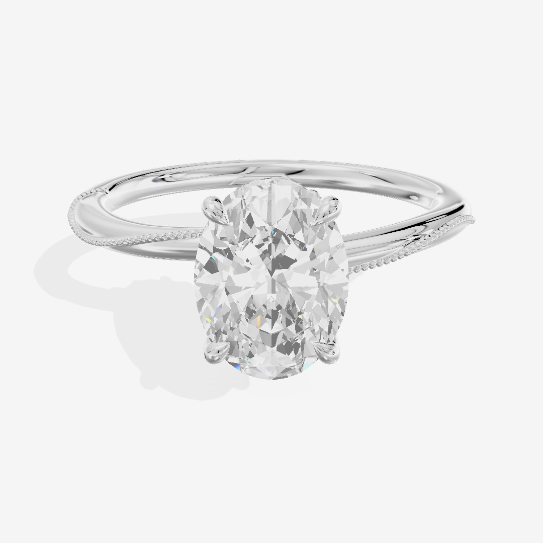 Vintage Coeurine Oval Engagement Ring (1/10 ct. tw.) in 18K White Gold