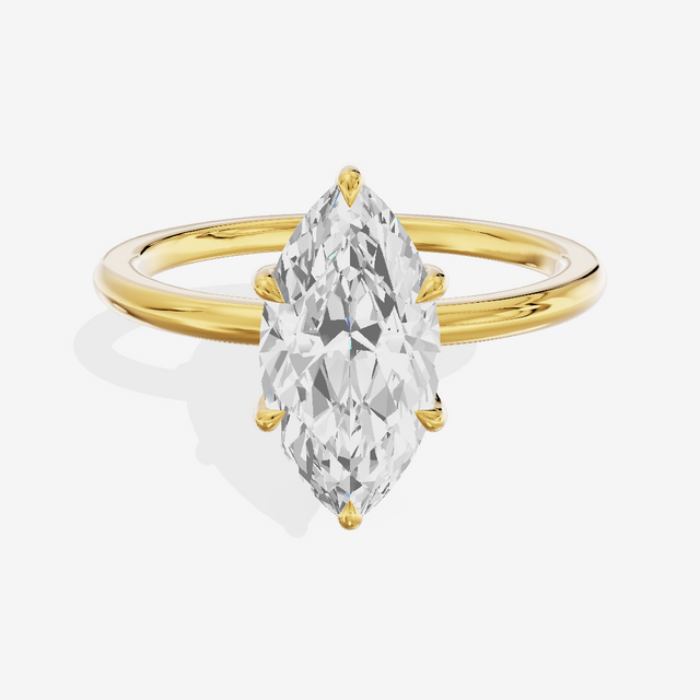 Sincere Cathedral 1.5mm Marquise Six-Prong Engagement Ring in 14K Yellow Gold
