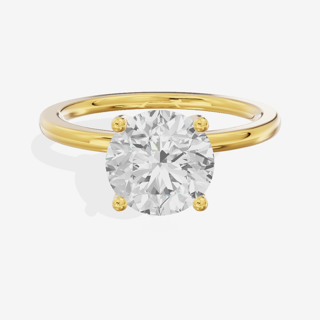 Vowsae Hidden Halo Round Engagement Ring (1/20 ct. tw.) in 18K Yellow Gold