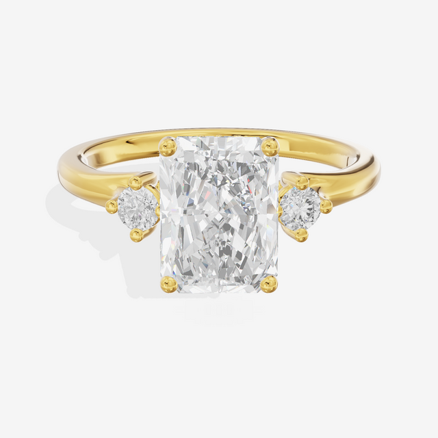 Sincere Three Stone Radiant Engagement Ring (1/6 ct. tw.) in 18K Yellow Gold