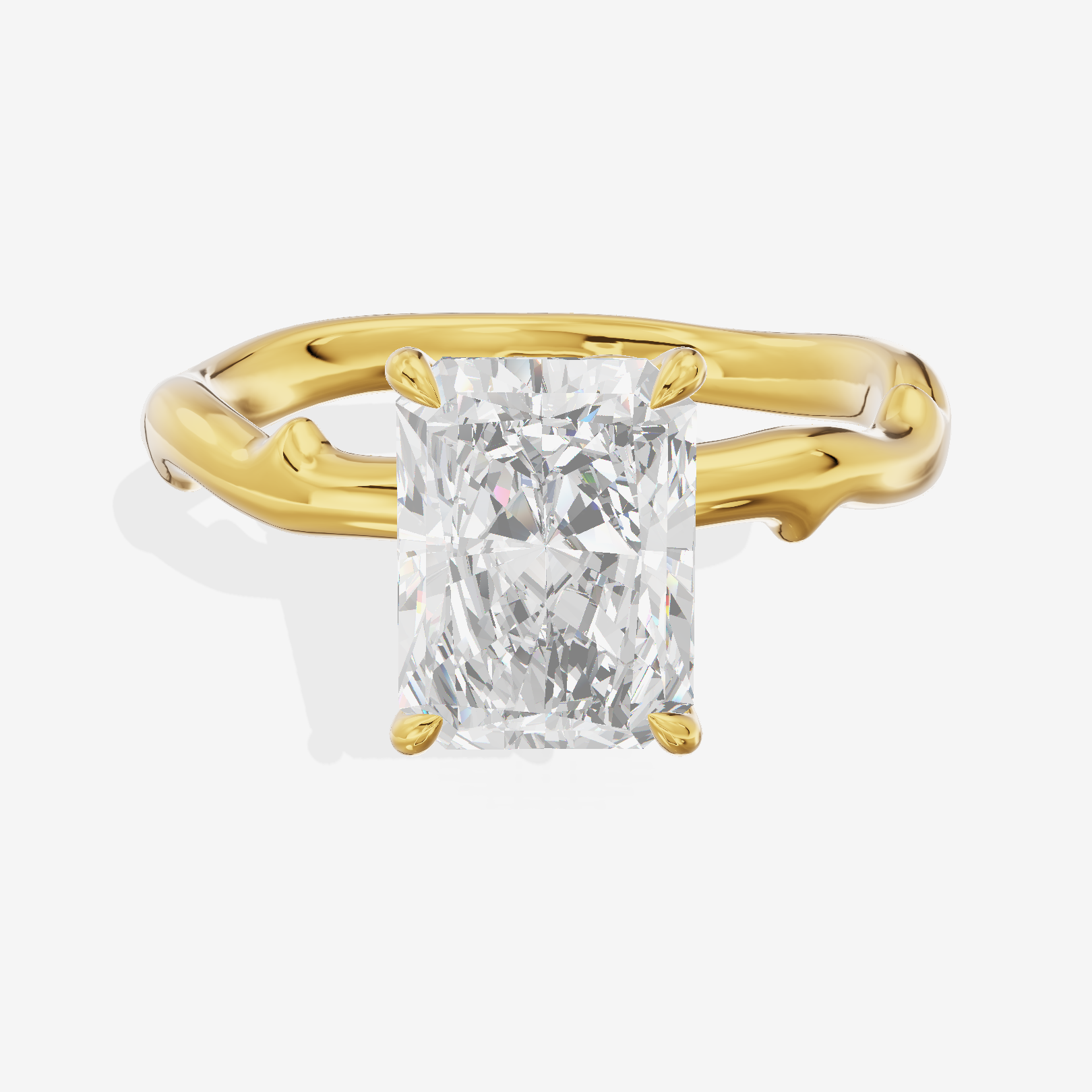 Vowsae Cathedral 2.2mm Radiant Solitaire Engagement Ring in 18K Yellow Gold