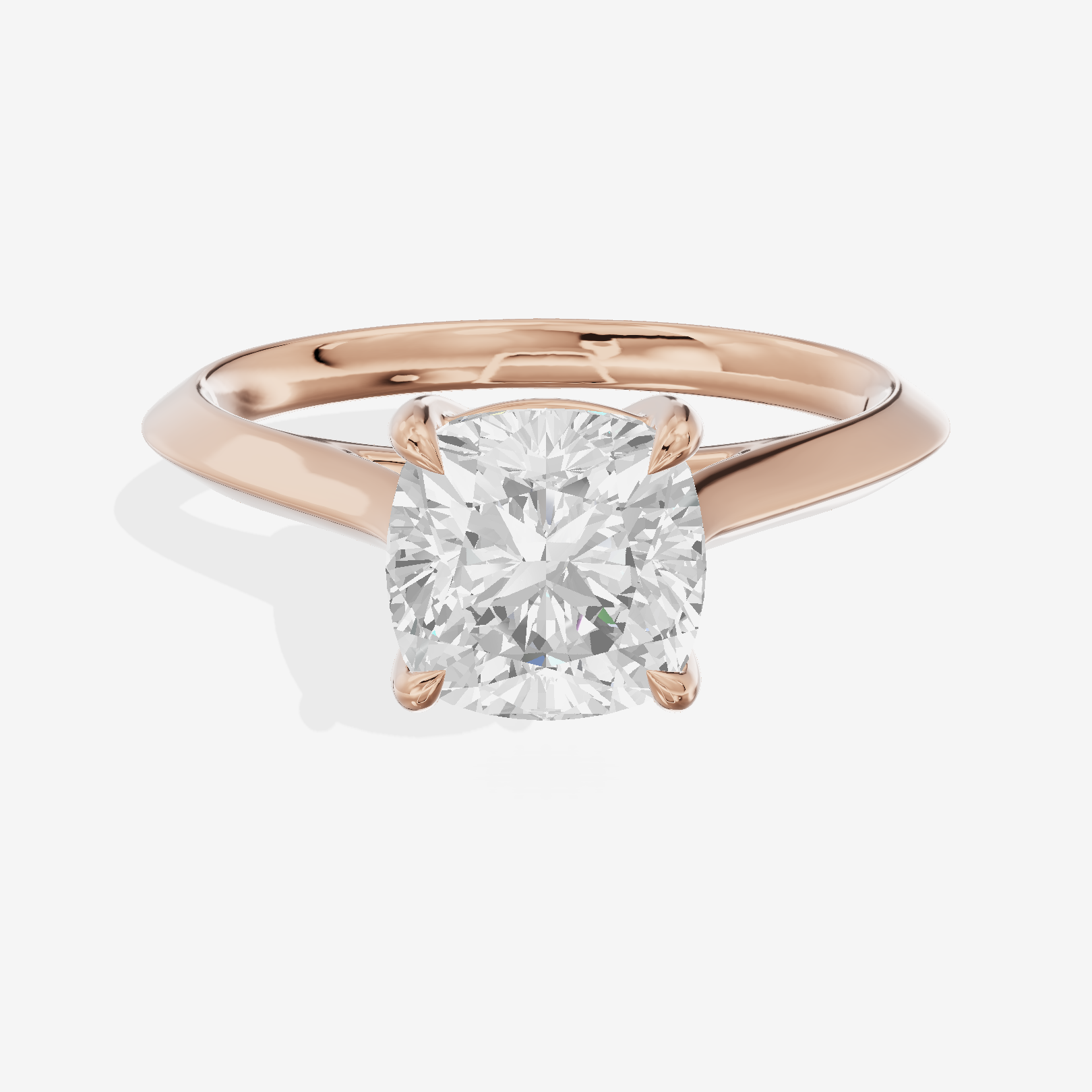 Belovae Solitaire 2mm Cushion Engagement Ring in 14K Rose Gold