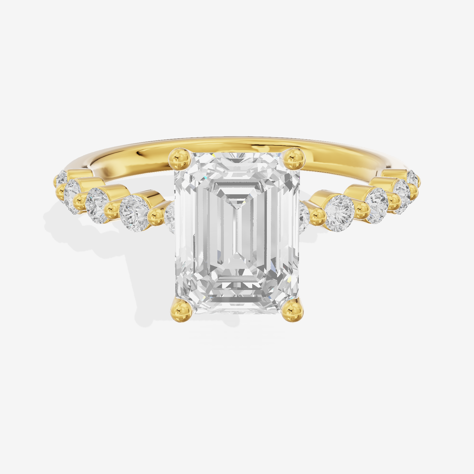 Lustrous Aimora 3mm Emerald Solitaire Engagement Ring in 14K Yellow Gold