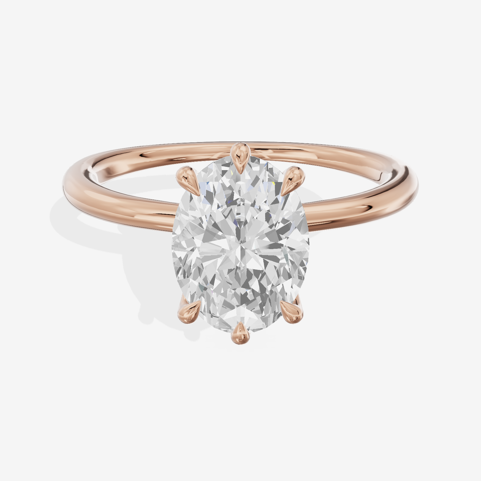 Modern Aimora 2.3mm Oval Six-Prong Engagement Ring in 14K Rose Gold