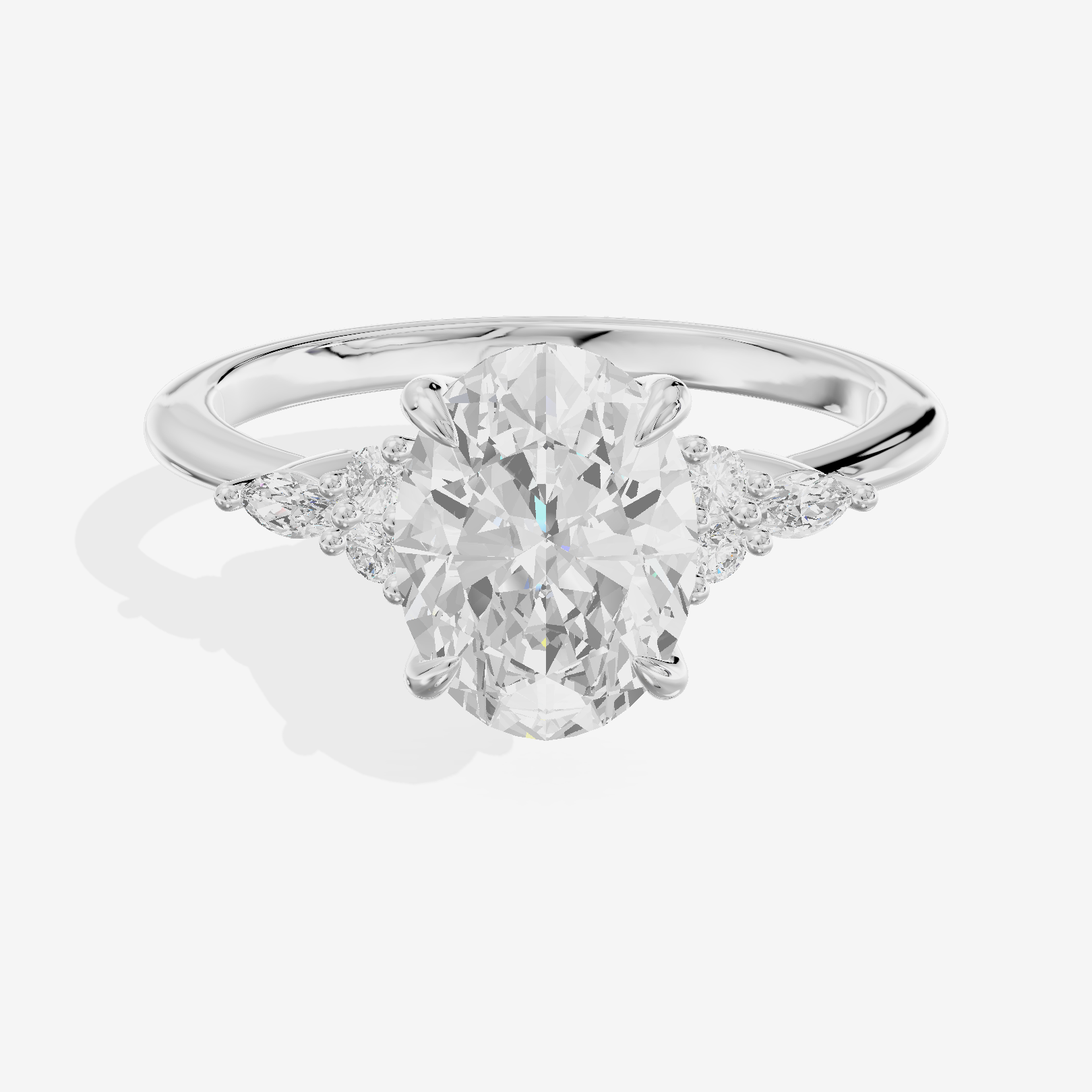 Luxe Tender Oval Engagement Ring with Side Stones (1/8 ct. tw.) in Platinum