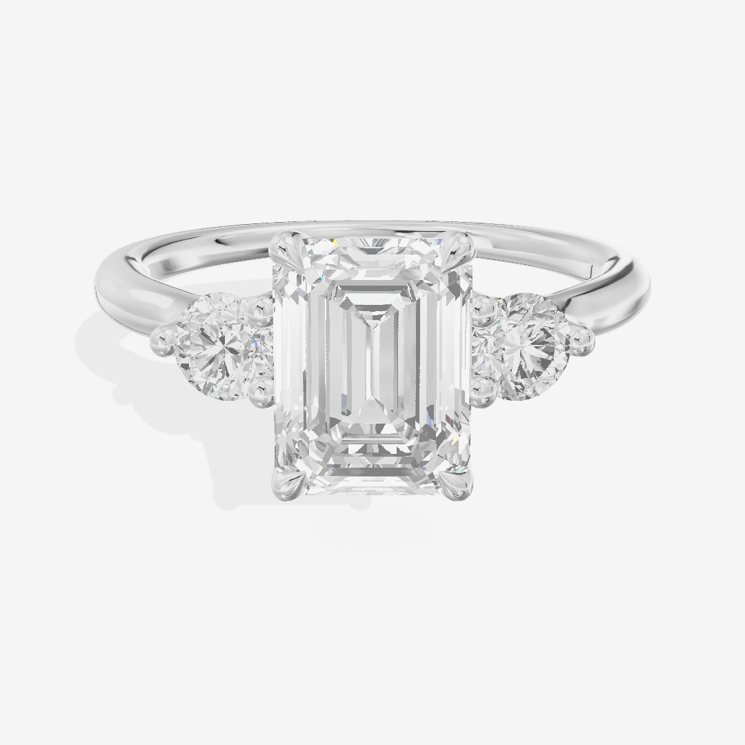 Eternal Vowsae Three Stone Emerald Engagement Ring (1/3 ct. tw.) in 18K White Gold