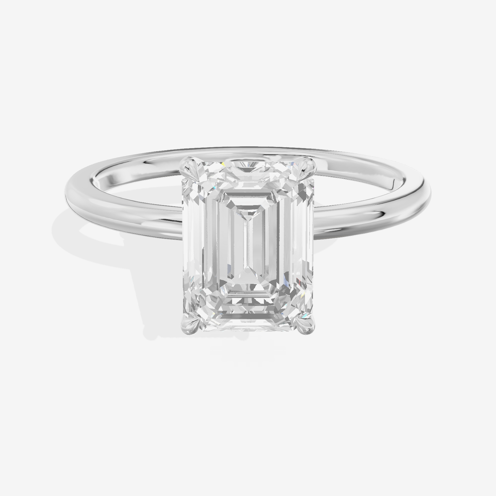 Lustrous Repose 1.5mm Emerald Comfort Fit Engagement Ring in 14K White Gold