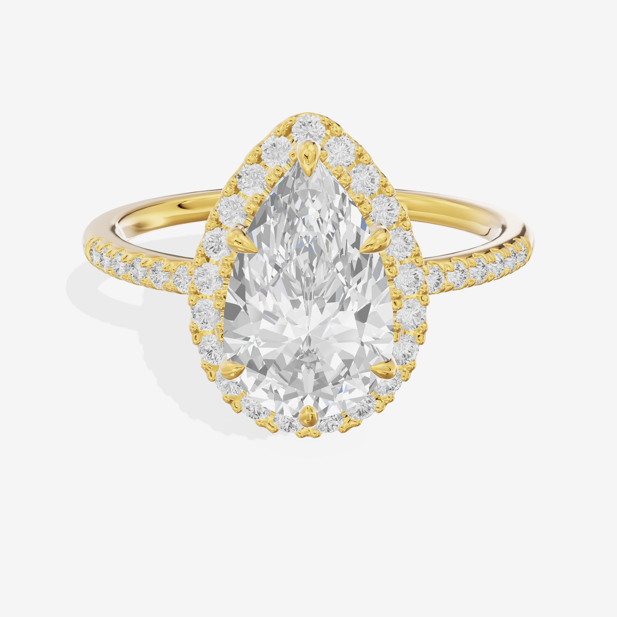 Luxe Linger Pear Halo Engagement Ring (1/2 ct. tw.) in 14K Yellow Gold