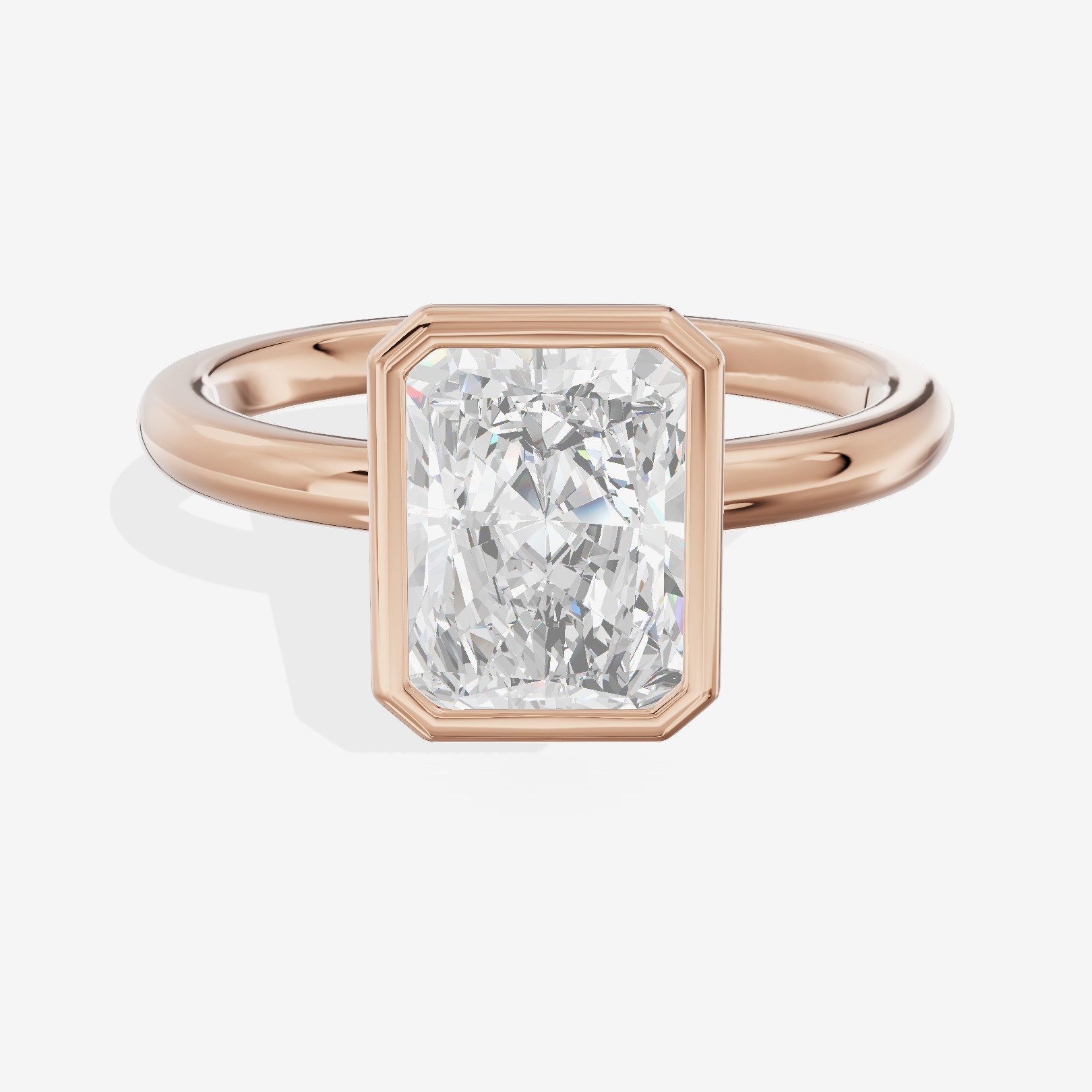 Tensare Bezel 2mm Radiant Solitaire Engagement Ring in 18K Rose Gold