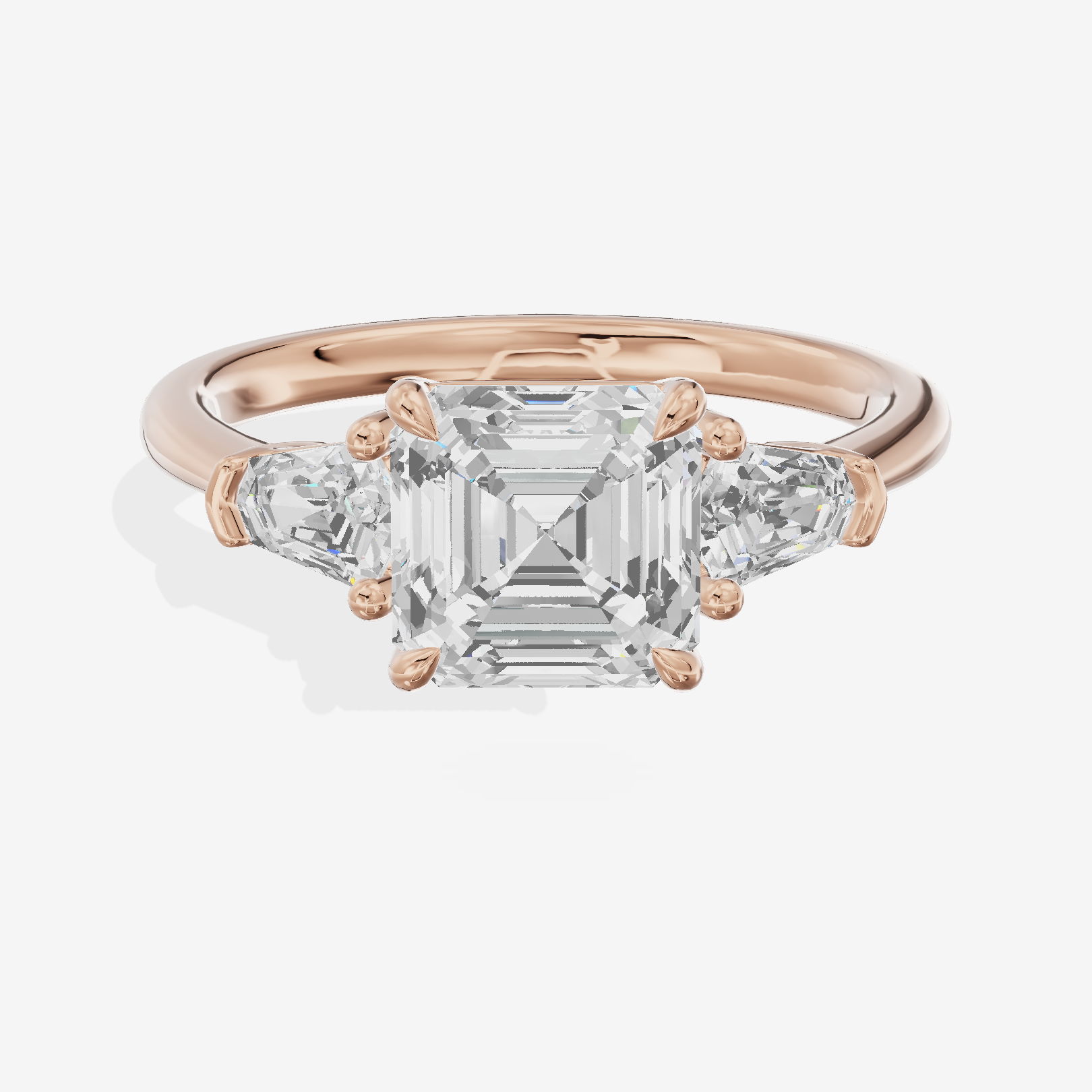 Maia Three Stone Asscher Engagement Ring (1/4 ct. tw.) in 14K Rose Gold