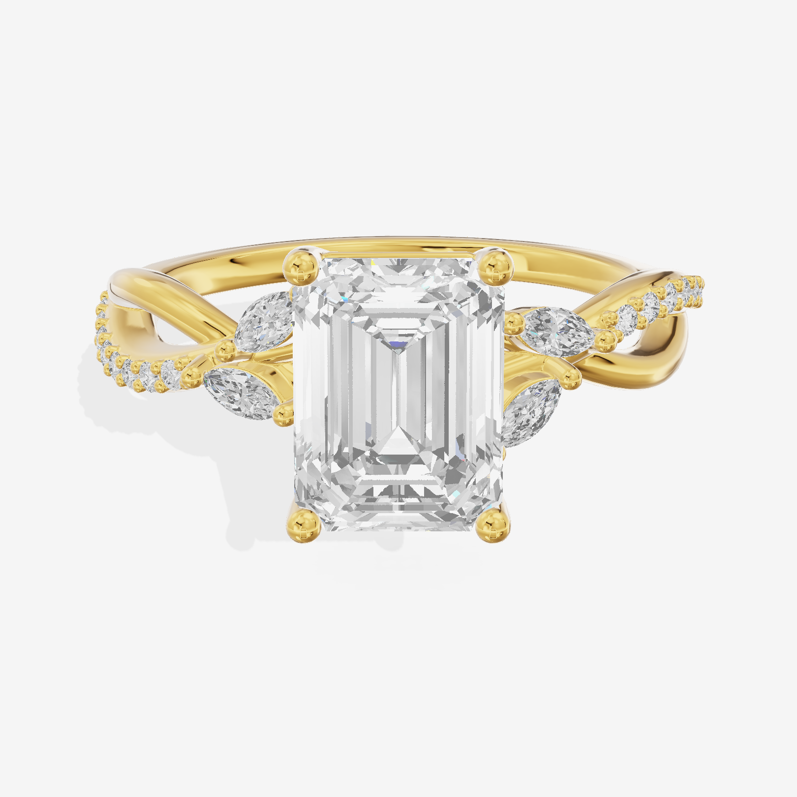 Petite Twine Emerald Twisted Engagement Ring (1/5 ct. tw.) in 14K Yellow Gold